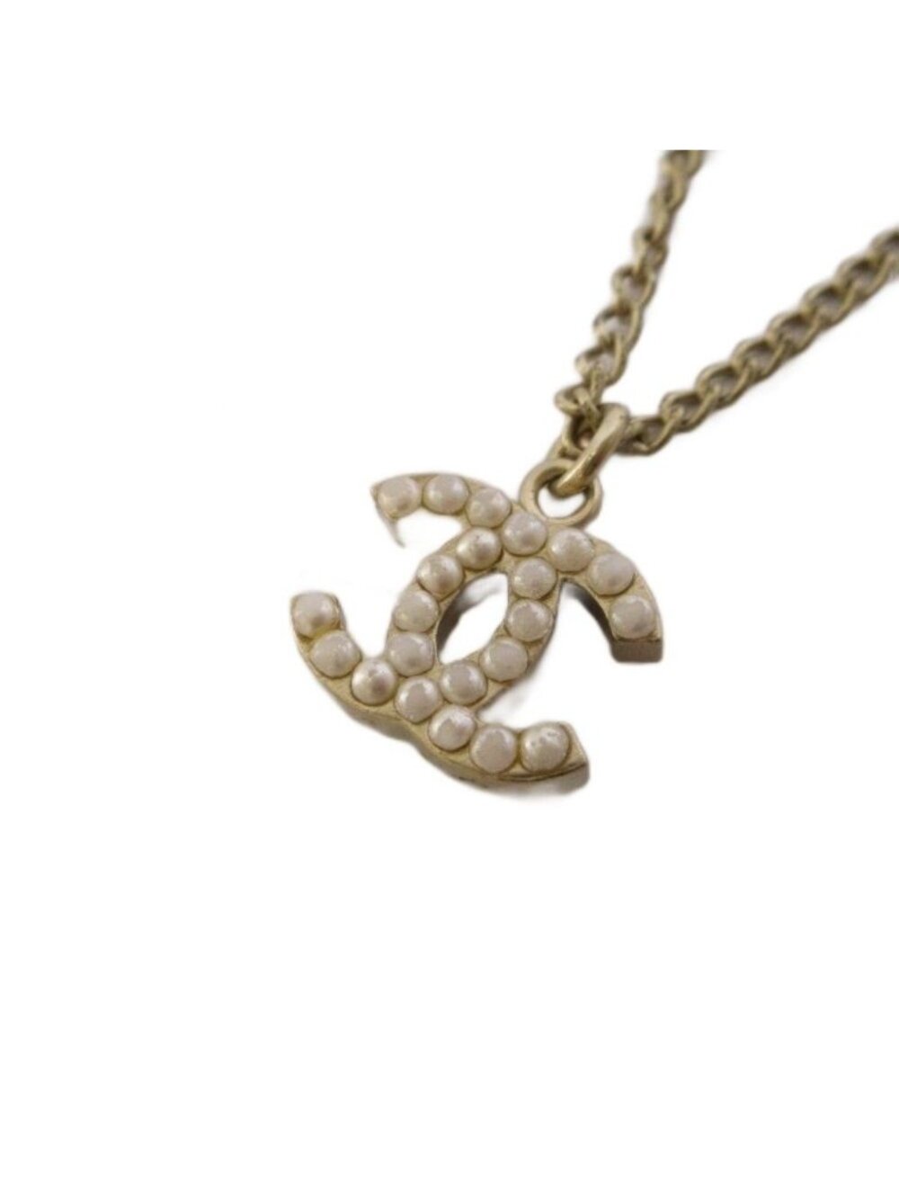 Chanel Pendant CC Logo Pearl Silver
